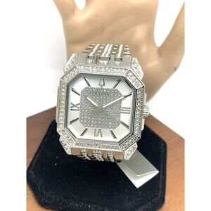 Bulova Men's Watch 96A285 Octava Quartz Crystal Pave Silver Stainless Steel 40mm